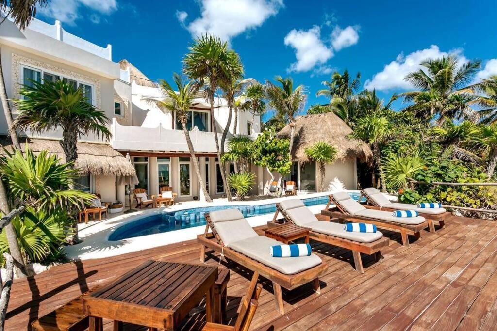 Luxury 5-Br Beachfront Home In Tulum Casa Sofia Gato Экстерьер фото